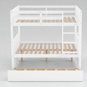 Full Over Full Bunk Bed with Twin Trundle, Convertible Design, Solid Wood Frame, No Box Spring Required - 1 of 4