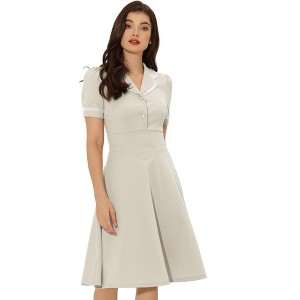 INSPIRE CHIC Women's Elegant Ruffled Peter Pan Collar Dresses - 1 of 4