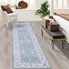 Washable Runner Rug for Kitchen Hallways, Non Slip Laundry Runners for Bathroom,Low Pile Rubber Backed Floral Rugs - 3 of 4