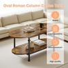47.2" Oval Coffee Table Unique Tea Table Low Storage Coffee Table 2 Tier Vintage Center Table for Living Room Office - 2 of 4