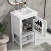 MAYEERTY 20" Bathroom Vanity with Sink Soft Closing Door Storage Rack Open Shelf White - 2 of 4
