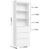 Garvee Modern Black 70" Tall Bookcase with 3 Drawers and 3 Open Shelves, Glossy Farmhouse Bookshelf Storage Cabinet - 2 of 4