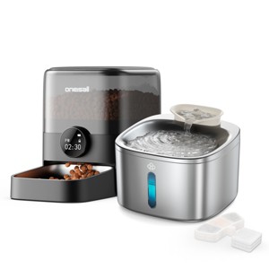 Oneisall Combo Set: 3L Automatic Cat Feeder & 3.5L Corded Pet Water Fountain - 1 of 4