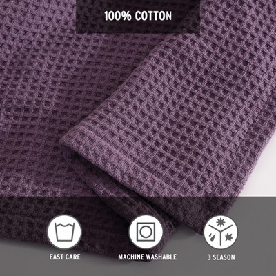 Purple Cotton Twin Waffle Weave Reversible Blanket