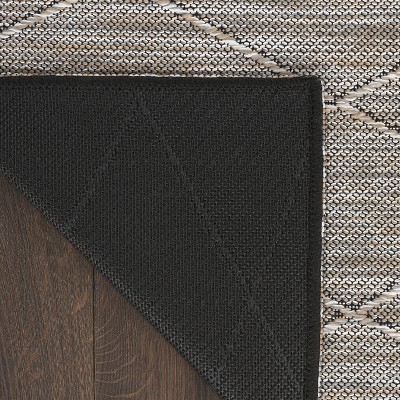 Grey Mocha Geometric Flat Woven Synthetic 10' x 14' Area Rug