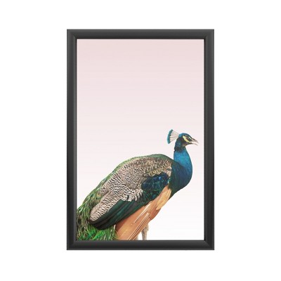Trademark Fine Art - Design Fabrikken 'Peacock on Pink Fabrikken' - Backlit LED Lightbox with Metal Frame