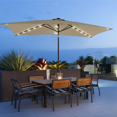 Sonkuki 10x6.5 ft LED Rectangular Patio Market Umbrella 3-Year-Non-Fading