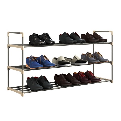Shoe Rack with 3 Shelves Holds 18 Pairs by Home-Complete