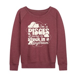 Women's - Instant Message - I'm A Pisces Daydream Lightweight French Terry Wide Neck Long Sleeve Graphic Shirt - 1 of 4