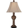 Regency Hill Regio Traditional Table Lamps 25 1/2" High Set of 2 Carved Brown Leaf Tan Sheer Fabric Square Bell Shade for Bedroom Living Room Bedside - 2 of 4