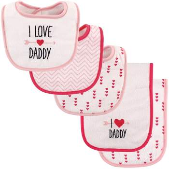 Luvable Friends Baby Girl Bib and Burp Cloth Set 5pk, Girl Daddy, One Size