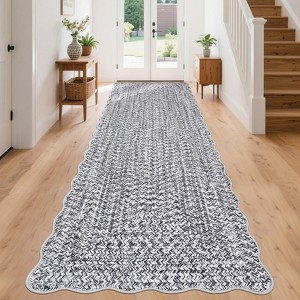 Coucheta Washable Braided Area Rug, Vintage Scalloped Design, Non-Slip Low Pile Indoor Carpet for Living & Dining Room, Bedroom, Office & Nursery - 1 of 4