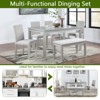 AZL1 Life Concept Dining Sets 6 Piece Wooden Dining Table Set, Dining Table with 4 Upholstered Chairs and Bench 6 People, Sliver, 58.5"*34.5"*30" - 4 of 4