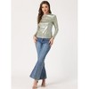 INSPIRE CHIC Women's Metallic Round Neck Long Sleeve Sparkly Disco Party Shiny Top - 4 of 4