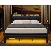 Furnulem King Bed Frame with Headboard and LED Light Upholstered Platform with Power Outlet and USB Port Bed with Metal Support and Footboard - 4 of 4
