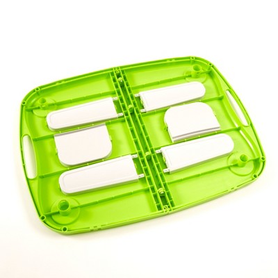Green and White Foldable Plastic Camping Table with Cup Holders