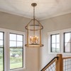 LLHZSY 4-Light Farmhouse Lantern Glass Chandelier Hanging Ceiling Pendant Light Fixture for Entryway/Hallway/House - Clear Glass - Gold - 2 of 4