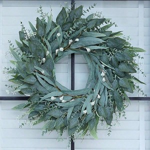 26 inch eucalyptus wreath front door outdoor porch window farmhouse home holiday hanging decor green artificial greenery all seasons - 1 of 4