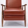 Top Grain Leather Wood Arm Recliner with Cushioned Headrest and Pocket Coil Seating - 2 of 4