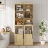 70" H Tall Bathroom Storage Cabinet, Tall Narrow Cabinet with Glass Doors and Open Shelf, Slim Bathroom Linen Cabinet for Kitchen, - 4 of 4