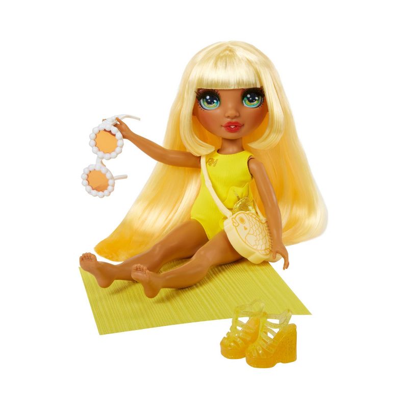 Rainbow High Swim &#38; Style Sunny Yellow 11&#39;&#39; Doll with Shimmery Wrap to Style 10+ Ways, Removable Swimsuit, Sandals, Accessories, 6 of 9