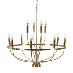 YIYIBYUS Rustic Candle Round Chandelier for Dining Room, Industrial Pendant Light Fixture - 1 of 4