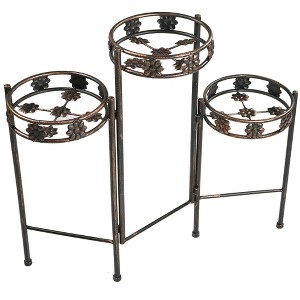 Sunnydaze Indoor/Outdoor Steel 3-Tiered Folding Decorative Potted Flower Plant Stand Display - 29" - Bronze - 1 of 4