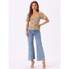 Allegra K Women's Puff Sleeve Square Neck Peasant Floral Blouse - 3 of 4