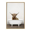 Kate and Laurel Sylvie Highland Cow in Tub Color Framed Canvas by Amy Peterson Art Studio, 23x33, Natural - 2 of 4