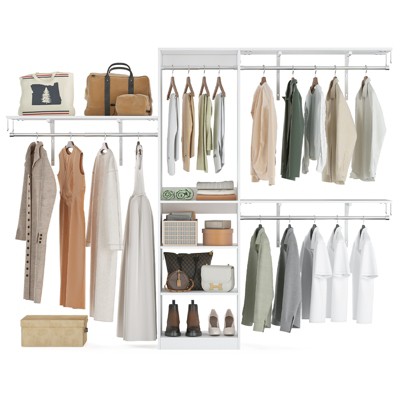 GlasFlength Closet System Sets Modern Closet Cabinet with Shelves, for Living Room, Dining Room, White, 109"*47"*24"