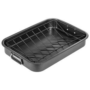 Lexi Home 16.5 Inch Non-Stick Carbon Steel Roasting Pan with V-Rack - 1 of 4