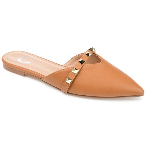 Cognac pointed toe flats hot sale