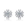 Guili Sterling Silver Rhodium & Rose Gold Plated Stud Earrings with Round and Baguette CZ Stones – Classic and Luxurious for Timeless Elegance - 3 of 3