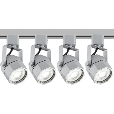 Pro Track 4-Light Nickel Octagonal LED Floating Canopy Track Kit