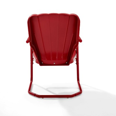 Retro Bright Red Gloss Metal Outdoor Chair Set of 2