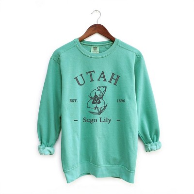 Simply Sage Market Women's  Garment Dyed Graphic Sweatshirt Embroidered Utah Sego Flower