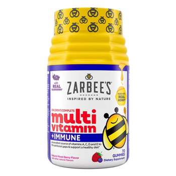 Zarbee's Kid's Complete Multivitamin + Immune Support Gummies, 13 Essential Vitamins - Berry -70ct