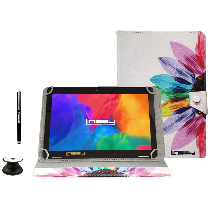 LINSAY 10.1" IPS Screen 2GB RAM 64GB Storage New Android 13 Tablet with Case, 1 of 3