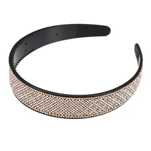 Unique Bargains Women's No Slip Rhinestone Wide-brimmed Headband 4.45"x0.98" Champagne 1 Pc - 1 of 4