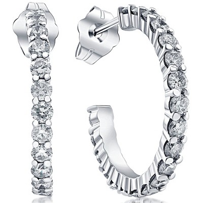 Pompeii3 1 1/10ct Diamond Hoops 14K White Gold