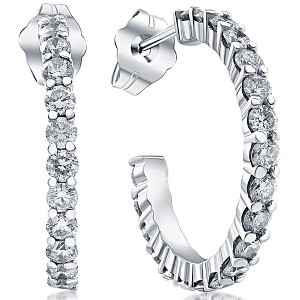 Pompeii3 1 1/10ct Diamond Hoops 14K White Gold - 1 of 4