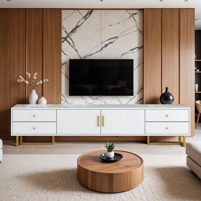 TV Stand for 65+ Inch TV, Entertainment Center TV Media Console Table, Modern TV Stand with Storage - Leovsnove