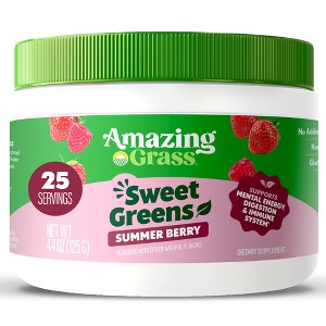 Amazing Grass Superfood Sweet Greens Supplement Powder - Summer Berry - 4.4oz/25 Servings - 1 of 4
