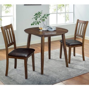 NicBex Round Dining Table Set for 2 Transitional Solid Wood Round Dining Table with 2 Chairs for Kitchen - 1 of 4