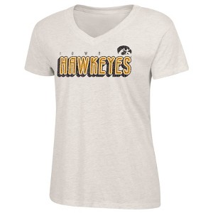 NCAA Iowa Hawkeyes Women's Oatmeal V-Neck T-Shirt - 1 of 3