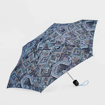 ShedRain Mini Manual Compact Umbrella - Bue Patches