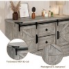 White Farmhouse 4 Drawer Dresser with Sliding Barn Doors 45in Wood Storage Chest TV Stand and Organizer for Bedroom and Living Room White - 3 of 4