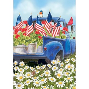 All American Truck Floral Garden Flag Patriotic Flags 18" x 12.5" Briarwood Lane - 1 of 4