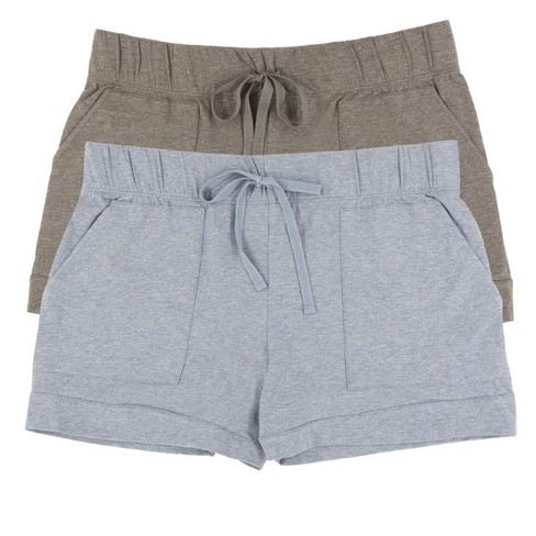 Felina Women's Organic Cotton Stretch Drawstring Short 2 Pack (slate Sky,  Large) : Target