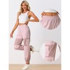 Allegra K Women's High Waist Sports Elastic Mesh Panel Sheer Baggy Cargo Pants - 2 of 4